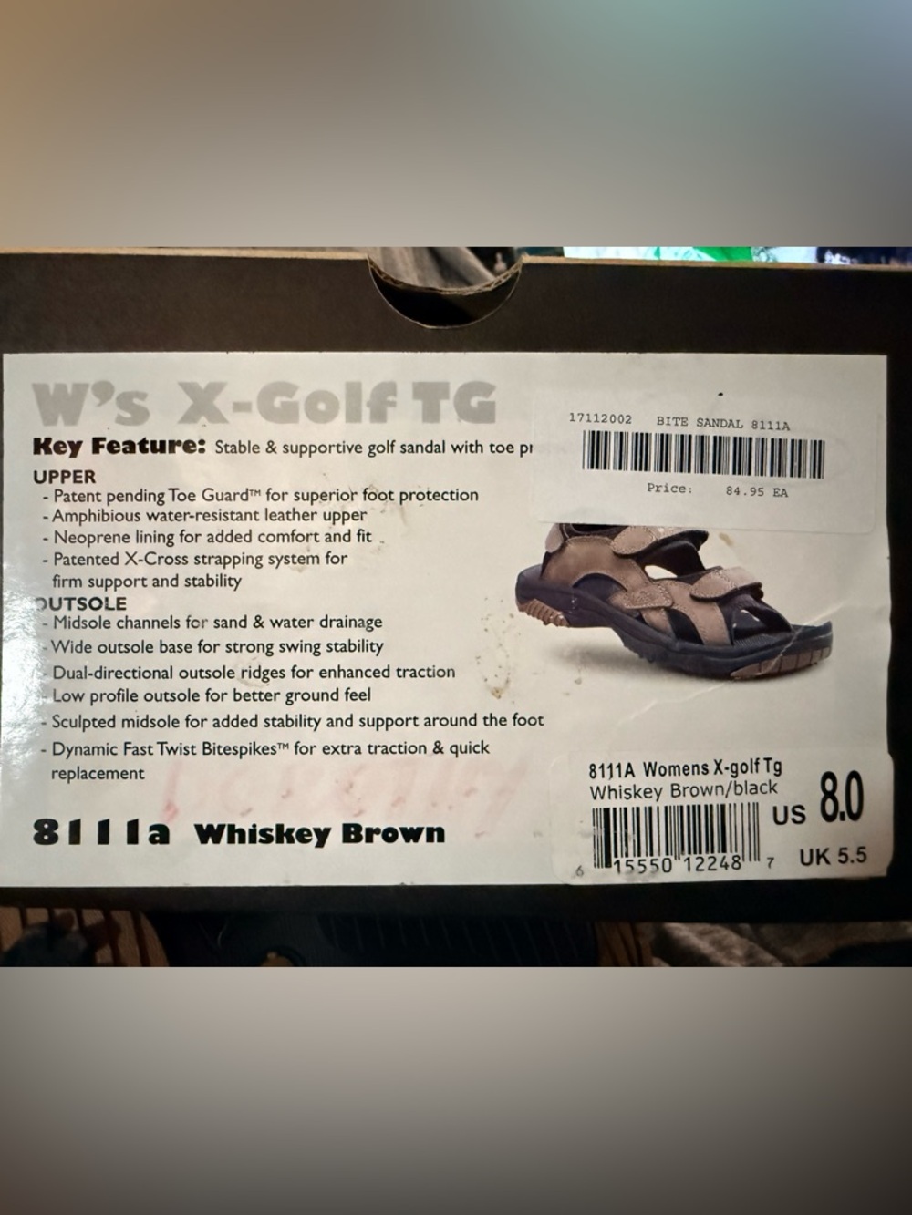 Women's Whiskey Brown Golf Sandals - Comfortable Adjustable Straps with box Sz 8